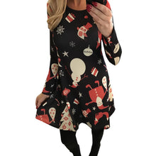 Ladies Women Long Sleeve Olaf Santa Hat Printing Party Swing Dress 17 Colors  J4U66