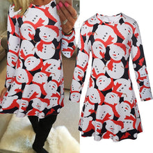 Ladies Women Long Sleeve Olaf Santa Hat Printing Party Swing Dress 17 Colors  J4U66