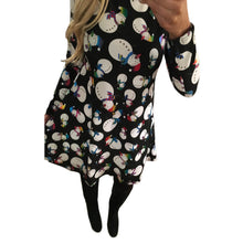 Ladies Women Long Sleeve Olaf Santa Hat Printing Party Swing Dress 17 Colors  J4U66
