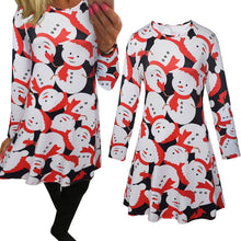 Ladies Women Long Sleeve Olaf Santa Hat Printing Party Swing Dress 17 Colors  J4U66
