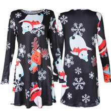 Ladies Women Long Sleeve Olaf Santa Hat Printing Party Swing Dress 17 Colors  J4U66