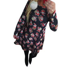 Ladies Women Long Sleeve Olaf Santa Hat Printing Party Swing Dress 17 Colors  J4U66