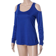 Women Clothing Sexy Women O-Neck Off Shoulder Stretch Shirt Long Sleeve Top Fast Shipping J4U66