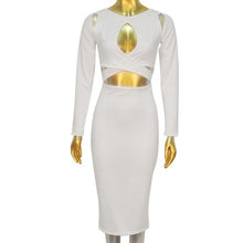 Long Sleeve Elastic Cotton Slim Sexy Party Dresses Midi Pencil Club Bandage Bodycon Dress Fast Shipping J4U66