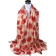 Design Red Poppy Print Long Scarf Flower Beach Wrap Ladies Stole Shawl  J4U66
