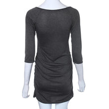Sexy Over Slim Dresses Women Grey Half Sleeve Ruched Wrap Front Dress  J4U66