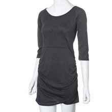 Sexy Over Slim Dresses Women Grey Half Sleeve Ruched Wrap Front Dress  J4U66