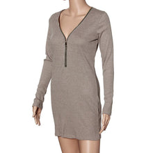 Women Bandage Dress Women's Sexy Bodycon Long Sleeve Zip Deep V-Neck Night Club Party Dresses vestidos J4U66