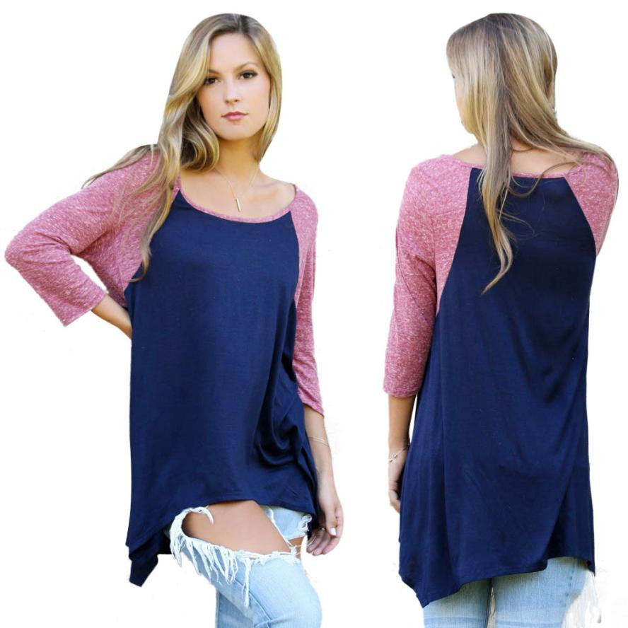 Women Blusas Irregular Casual Loose Elegant T Shirt Long Sleeve ShirtsTops Plus Size J4U66