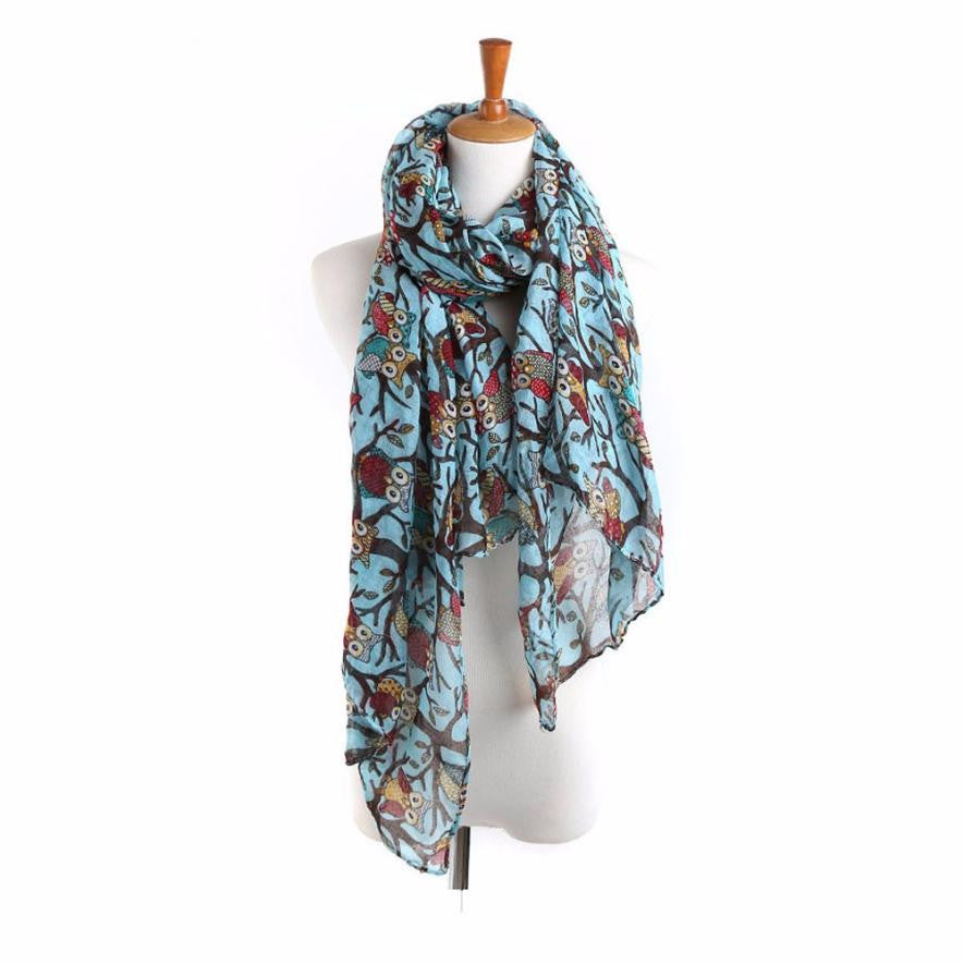 Women Ladies Owl Print Long Scarf Warm Wrap Shawl Fast Shipping J4U66