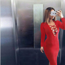 Women Long Sleeve Dress Fashion Slim Pencil Bodycon Vestidos Party Dresses  J4U66