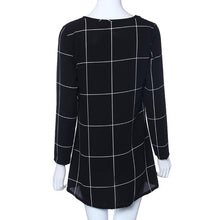 Women Long Sleeve Tartan Check Print Flared Swing Dress  J4U66