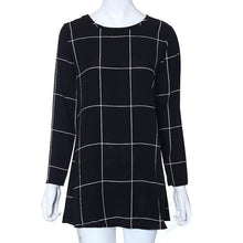 Women Long Sleeve Tartan Check Print Flared Swing Dress  J4U66