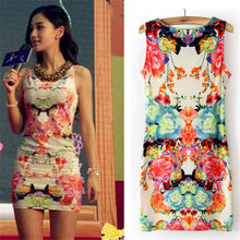 ing,design Dresses Women Floral Print Sleeveless Clubwear Party Sexy Mini Dress Bodycon Vestido J4U66