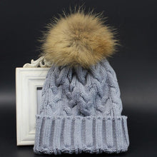 Charming Women Crochet Hat Fur Wool Knit Beanie Raccoon Warm Cap Fast Shipping J4U66