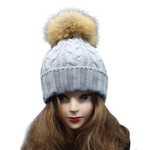 Charming Women Crochet Hat Fur Wool Knit Beanie Raccoon Warm Cap Fast Shipping J4U66