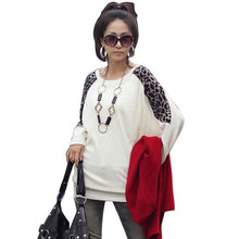 Cotton T-shirt Long Batwing Sleeve Korean Ladies Fashion Leopard Print Casual Loose Shirt Women Tops  J4U66