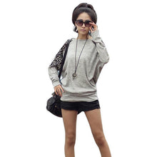 Cotton T-shirt Long Batwing Sleeve Korean Ladies Fashion Leopard Print Casual Loose Shirt Women Tops  J4U66