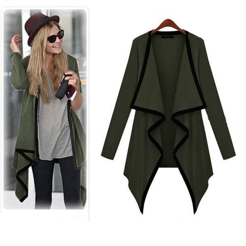 European Warm Lady Casual Knit Long Sleeve Thin Sweater Coat Cardigan Coat Lapel Warm Jacket Outerwear J4U66