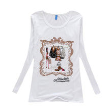 Fashion Brand Women T Shirt Casual Long Sleeve Rivet Clothing Round Neck Collar Tops Tees J4U66