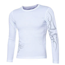 Fashion Mens Slim Fit Round Neck Long Sleeve Tattoo Print Casual T-Shirt  J4U66