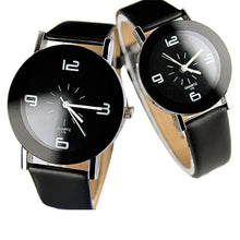 Fashion Round Big Steel Case Men Women Couple Leather Quartz analog wrist Watch Relogio Masculino Hombre J4U66