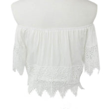 Fashion Sexy Women Boho Lace White Shirt Off Shoulder Crop Tee Shirt Tops  J4U66