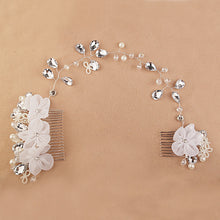 Fashion White Pearl Crystal Bride Headdress By Hand Bridal Tiaras Hairwear Wedding Dress Accessories J4U66