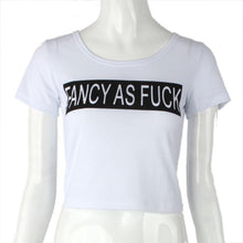 Fashion Women Letter Print Shirts Cotton Short Sleeve T Shirts Tops Slim Bodycon Harajuku Camisetas J4U66