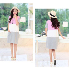 Nursing Clothes Pregnant for Women Maternity Patchwork Breastfeeding lactating Cotton Dress J4U66
