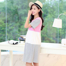Nursing Clothes Pregnant for Women Maternity Patchwork Breastfeeding lactating Cotton Dress J4U66