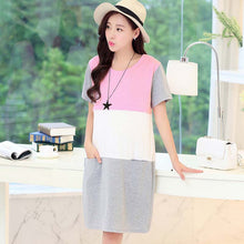 Nursing Clothes Pregnant for Women Maternity Patchwork Breastfeeding lactating Cotton Dress J4U66
