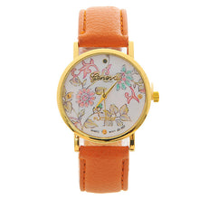 Fashion Women PU Leather Rose Flower Pattrern Watch Quartz WristWatches Gift 6 Colors J4U66