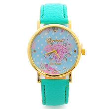 Fashion Women PU Leather Rose Flower Pattrern Watch Quartz WristWatches Gift 6 Colors J4U66