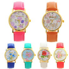 Fashion Women PU Leather Rose Flower Pattrern Watch Quartz WristWatches Gift 6 Colors J4U66