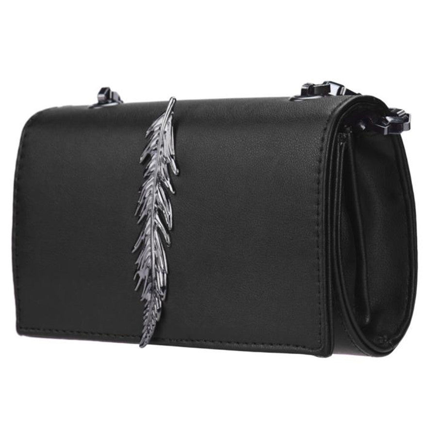Luxury Women Girls Faux Leather Mini Small Shoulder Bag Leaf Decor Handbag Crossbody Messenger Bags J4U66