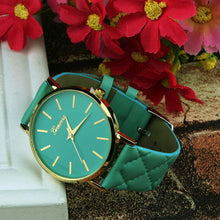 Unisex Casual Fashion Hours Checkers Faux Leather Quartz Analog Wrist Watches&  J4U66