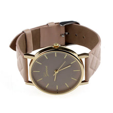 Unisex Casual Fashion Hours Checkers Faux Leather Quartz Analog Wrist Watches&  J4U66