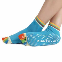 Womens 5-Toe Colorful Exercise Non Slip Massage Toe Socks With Full Grip Pilates Socks  J4U66