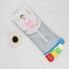 Womens 5-Toe Colorful Exercise Non Slip Massage Toe Socks With Full Grip Pilates Socks  J4U66