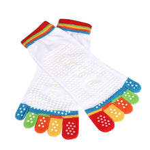 Womens 5-Toe Colorful Exercise Non Slip Massage Toe Socks With Full Grip Pilates Socks  J4U66
