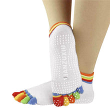 Womens 5-Toe Colorful Exercise Non Slip Massage Toe Socks With Full Grip Pilates Socks  J4U66