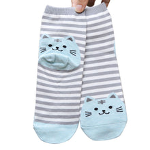 3D Animals Striped Cartoon Women Cat Footprints Cotton Floor Stockings er &  J4U66