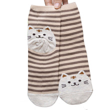 3D Animals Striped Cartoon Women Cat Footprints Cotton Floor Stockings er &  J4U66