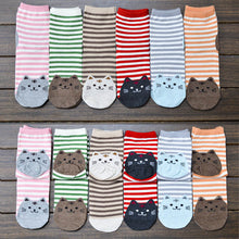 3D Animals Striped Cartoon Women Cat Footprints Cotton Floor Stockings er &  J4U66