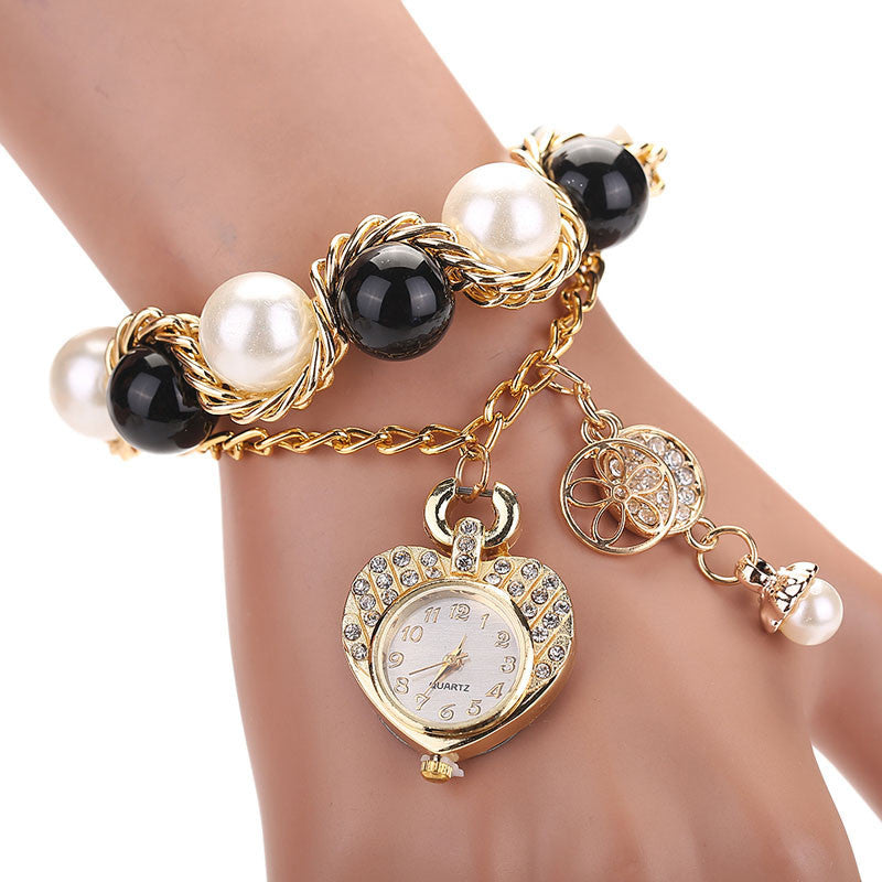 Jewelry Men Women's Fashion HRhinestone Heart Bracelet Watch Wristwatch &  J4U66