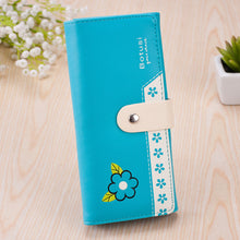 Korea Style Money Clip PU Leather Purse Flower Print Clutch Button Wallet Bag J4U66
