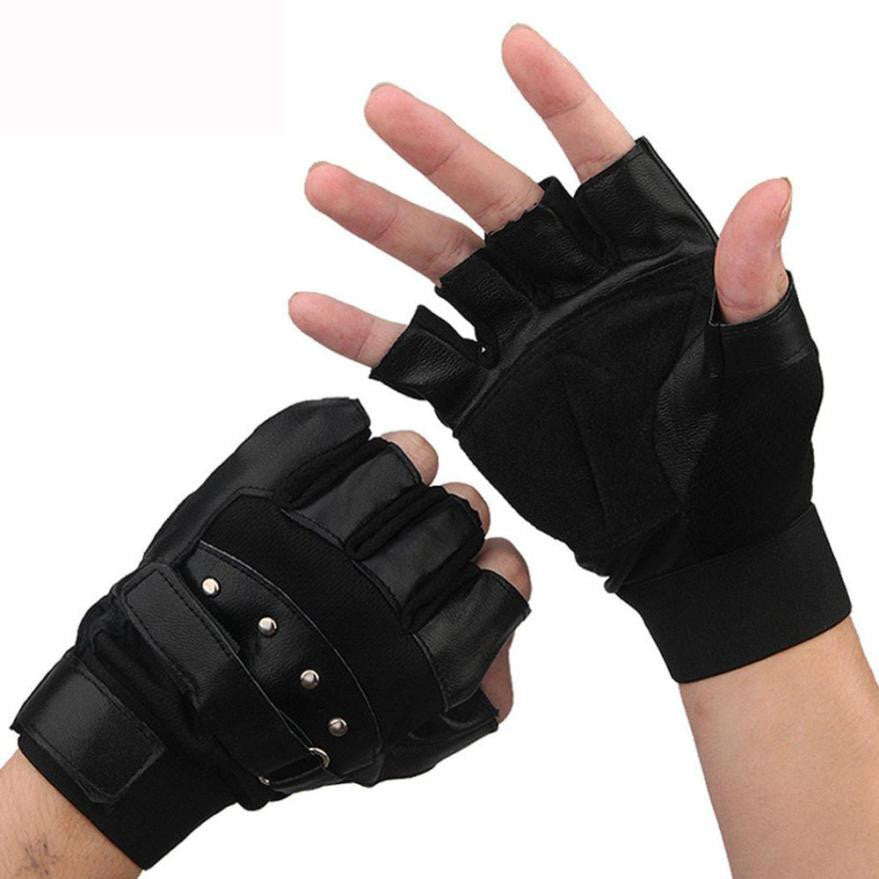 Men Soft Leather Driving Motorcycle Biker Outdoor Fingerless Gloves Special Forces Tactical Gloves  J4U66