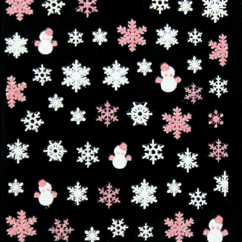 Xmas 3D Nail Art Stickers Decals Decorations Snowflake Bows Snowman Design DIY Decoration Xmas Gift J4U66