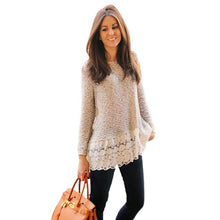 Women Long Sleeve Shirt Lace Slim Knitwear Tops T Shirt Plus Size Fast Shipping J4U66
